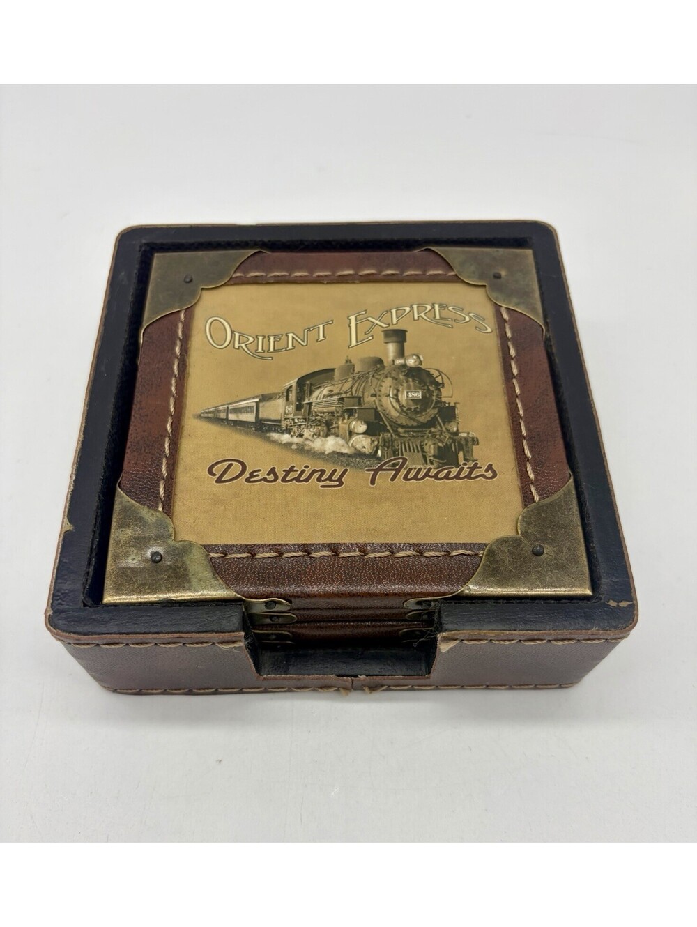 Orient Express ‘Destiny Awaits’ Coasters Set Of 4 Train Railway Graphic READ